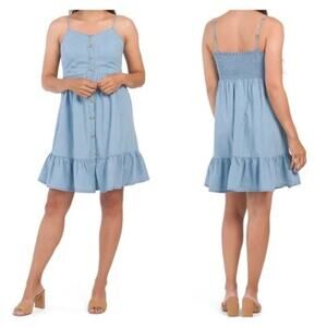 Japna Blue Chambray Button Down Dress, Medium